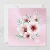 上品な プレゼントに最適なバラ色の花の白の誕生日パーティー 招待状 (裏面)