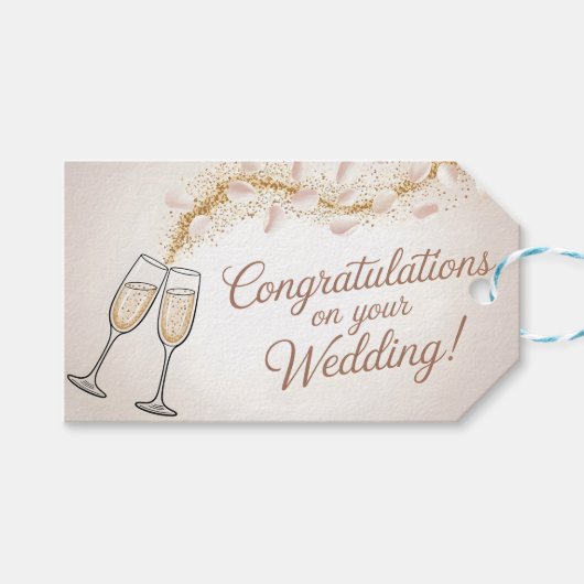 上品な「結婚おめでとう」 ギフトタグ (正面(横))