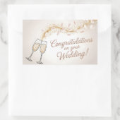 上品な「結婚おめでとう」 長方形シール (バッグ)