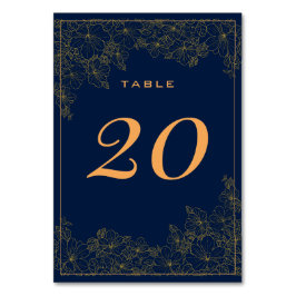 上品な 繊細な ゴールドの模様が入った ネイビーブルー テーブルナンバー