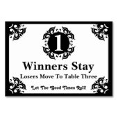 上品なBuncoのテーブルカード#1 テーブルナンバー (裏面)