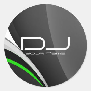 上品なDJのステッカー ラウンドシール