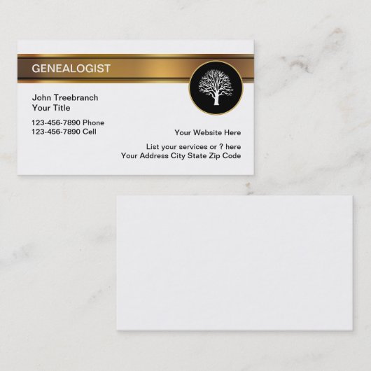 上品なGenealogistの木の記号の名刺 名刺 (正面/裏面)