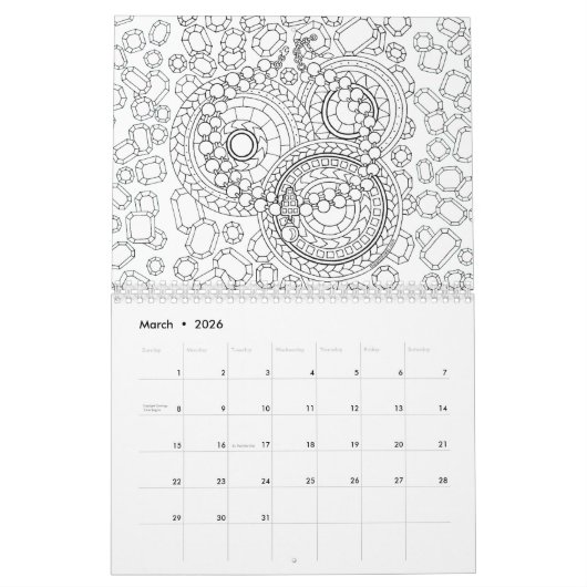 上品なLadysのぬり絵帳|色このおもしろい カレンダー (3月 2026)