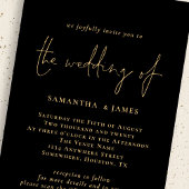 上品なQRコード金ゴールドブラック結婚式招待状 招待状