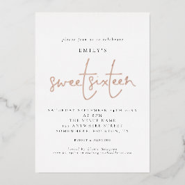 上品なSweet sixteen誕生日パーティースクリプ実在ト 箔招待状