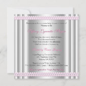 上品によって曲げられる銀製及びピンクのベビーシャワーの招待 招待状 (裏面)