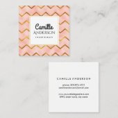 上品のばら色の金ゴールドおよびシェブロンのストライプな名刺 スクエア名刺 (正面/裏面)