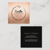 上品のばら色の金ゴールドおよび黒いハートの名刺 スクエア名刺 (正面/裏面)