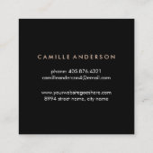 上品のばら色の金ゴールドおよび黒いハートの名刺 スクエア名刺 (裏面)