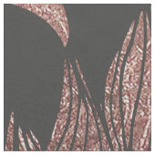 上品のばら色の金ゴールドおよび黒い花のスケッチ ファブリック (クローズアップ)