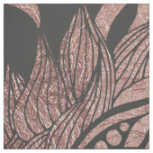 上品のばら色の金ゴールドおよび黒い花のスケッチ ファブリック (見本)