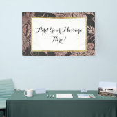 上品のばら色の金ゴールドおよび黒い花のスケッチ 横断幕 (トレードショー)