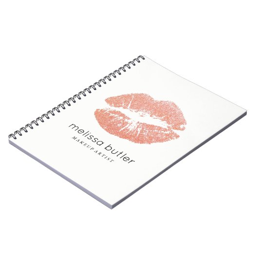 上品のばら色の金ゴールドの唇のメーキャップアーティスト ノートブック (左側)