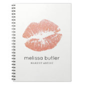 上品のばら色の金ゴールドの唇のメーキャップアーティスト ノートブック (正面)