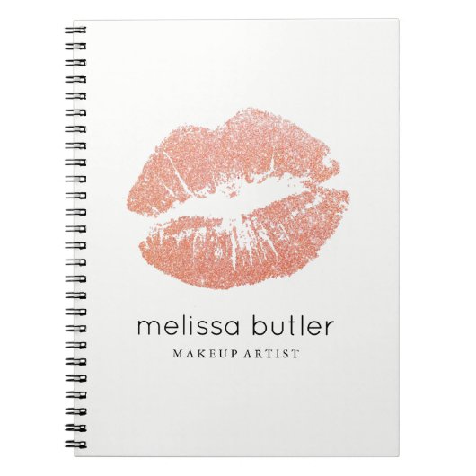 上品のばら色の金ゴールドの唇のメーキャップアーティスト ノートブック (正面)