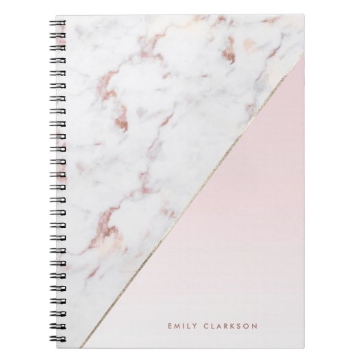 上品のばら色の金ゴールドの大理石の赤面のパーソナライズなノート ノートブック (正面)