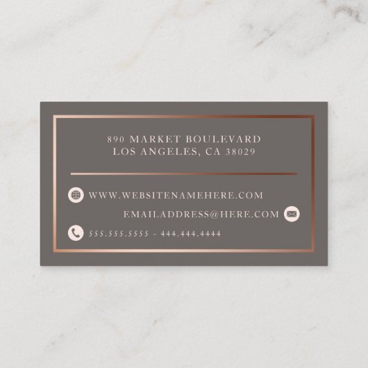 上品のばら色の金ゴールドホイル及び赤面のピンクの自然な化粧品 名刺 (裏面)