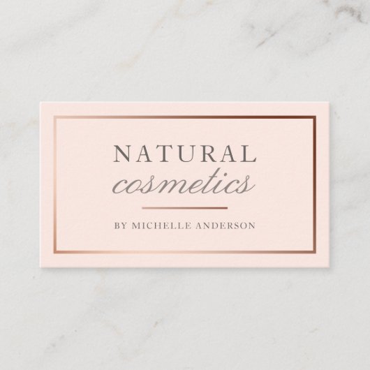 上品のばら色の金ゴールドホイル及び赤面のピンクの自然な化粧品 名刺 (正面)