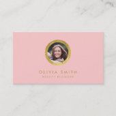 上品のばら色及びフェイクな金ゴールドのプロフィールの写真の会合媒体 名刺 (正面)