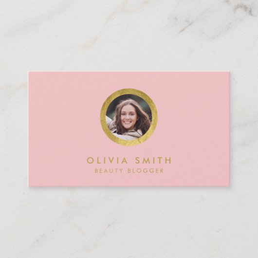 上品のばら色及びフェイクな金ゴールドのプロフィールの写真の会合媒体 名刺 (正面)