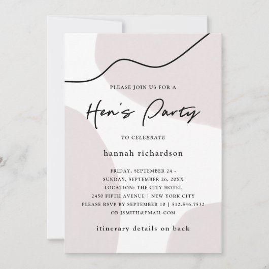 上品の抽象的なニュートラル|の水彩画の女性だけのパーティー 招待状 (正面)