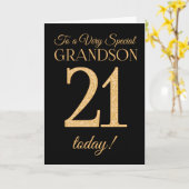 上品の第21金ゴールド効果の黒い孫の誕生日 カード (黄色い花)