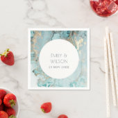 上品エレガントなアクアデュスキーブルー金ゴールドアゲート結婚ト スタンダードカクテルナプキン (インサイチュ)