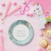 上品エレガントなアクアデュスキーブルー金ゴールドアゲート結婚ト ペーパープレート (パーティー)