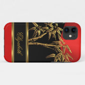 上品エレガントなアジアの竹の赤い金ゴールドブラック Case-Mate iPhoneケース (裏面(横))