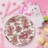 上品エレガントなシック赤い馬カントリートイル ペーパープレート (パーティー)