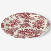 上品エレガントなシック赤い馬カントリートイル ペーパープレート (アングル)