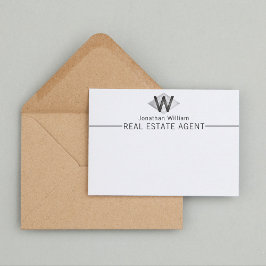 上品エレガントなシルバーブラックモノグラパーソナライズされたム ノートカード