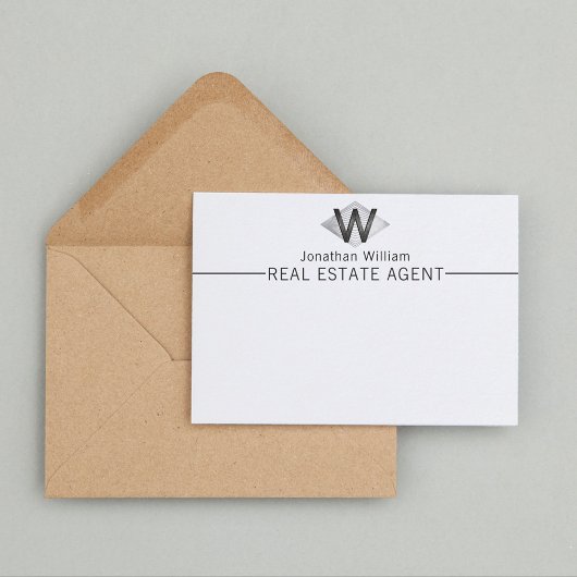 上品エレガントなシルバーブラックモノグラパーソナライズされたム ノートカード