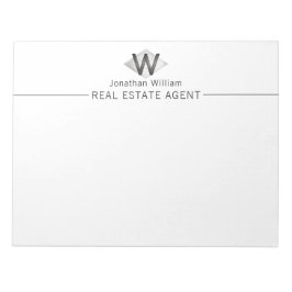 上品エレガントなシルバーブラックモノグラパーソナライズされたム ノートパッド