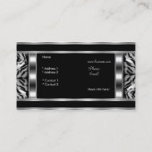 上品エレガントなシルバーブラックレオパード 名刺 (裏面)