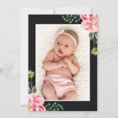 上品エレガントなフローラ開花 |女の子のバプテスマ写真 招待状 (裏面)