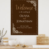 上品エレガントなブロンズ華美の結婚歓迎サイン ポスター (キッチン)