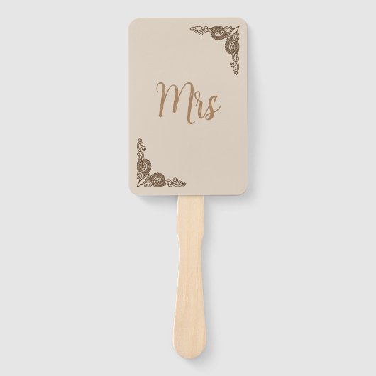 上品エレガントなベージュ華美ミセスまたはミスター結婚ズの試合 ハンドファン (正面)