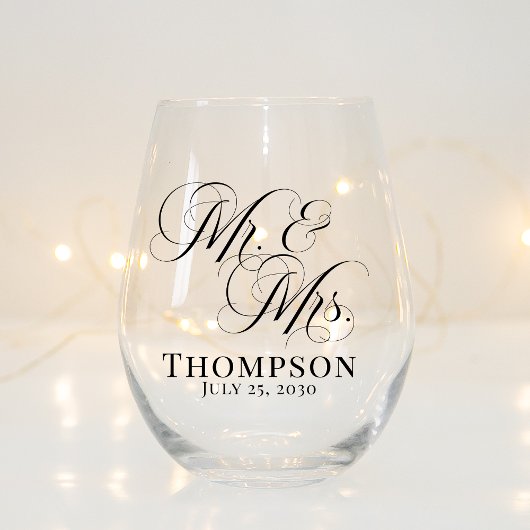 上品エレガントな台本のミセスパーソナライズされた ステムなしワイングラス