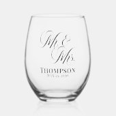 上品エレガントな台本のミセスパーソナライズされた ステムなしワイングラス (正面)