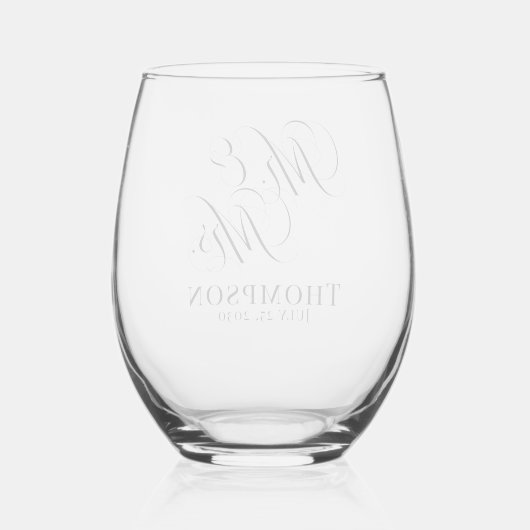 上品エレガントな台本のミセスパーソナライズされた ステムなしワイングラス (裏面)