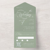 上品エレガントな書結婚道のセージ緑 オールインワン招待状 (内側)