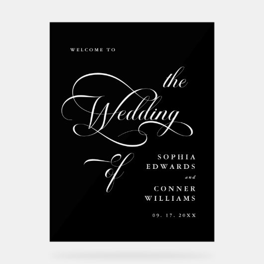 上品エレガントな書結婚道の歓迎フロスト アクリルサイン (正面)