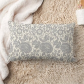 上品エレガントな灰色の白い花のパターン ランバークッション (ブランケット)