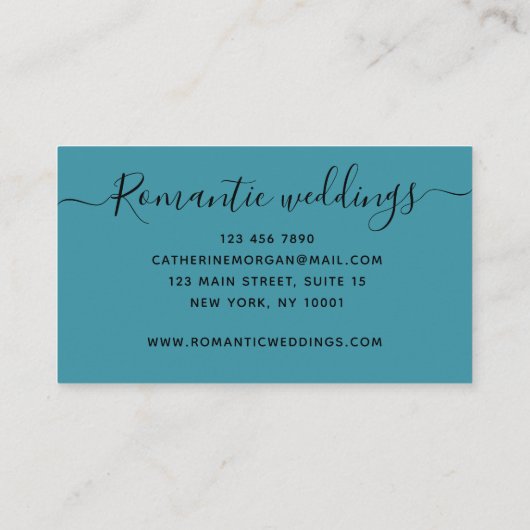 上品エレガントな白い牡丹の花ウェディングプランナー 名刺 (裏面)