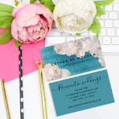 上品エレガントな白い牡丹の花ウェディングプランナー 名刺