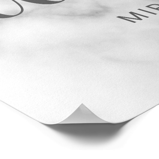 上品エレガントな白い結婚大理石の歓迎サイン ポスター (角)