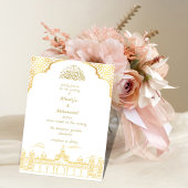 上品エレガントな白イスラーム結婚の 招待状