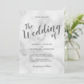 上品エレガントな白結婚大理石 招待状 (スタンド正面)